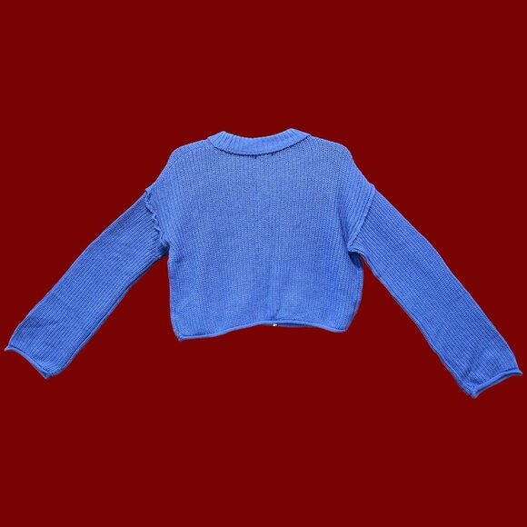 Wild Fable - Women's Ribbed Knit Crop Sweater Long Sleeve Crew Neck - Blue - XS - Picture 2 of 13